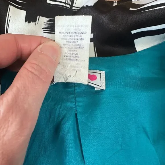 Three Pink Hearts Trina Abstract Trench Coat Black White M - Picture 6 of 6